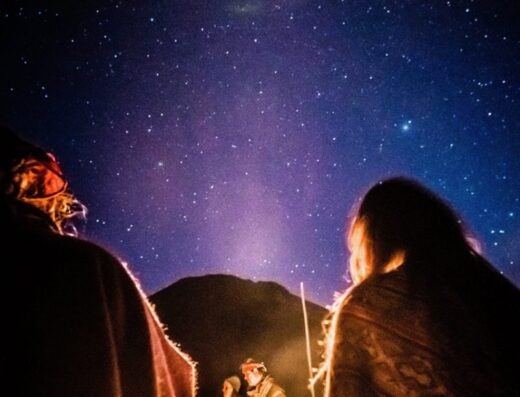 Beautiful night sky around the fire