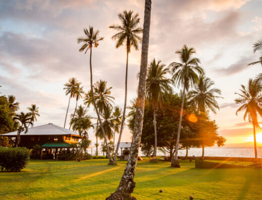 Oceanfront sunset at Espiritu Pandorita ayahuasca retreat in Costa Rica