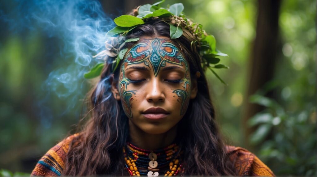 A person who is healing from trauma with Ayahuasca at an Ayahuasca retreat