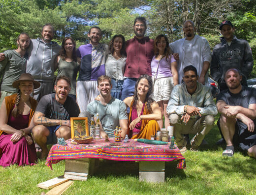 Group photo of participants at Maharani Medicine Circles ayahuasca retreat in Ithaca, New York